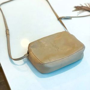YSL Camera Bag in Grained Leather (Beige, Cross-body)